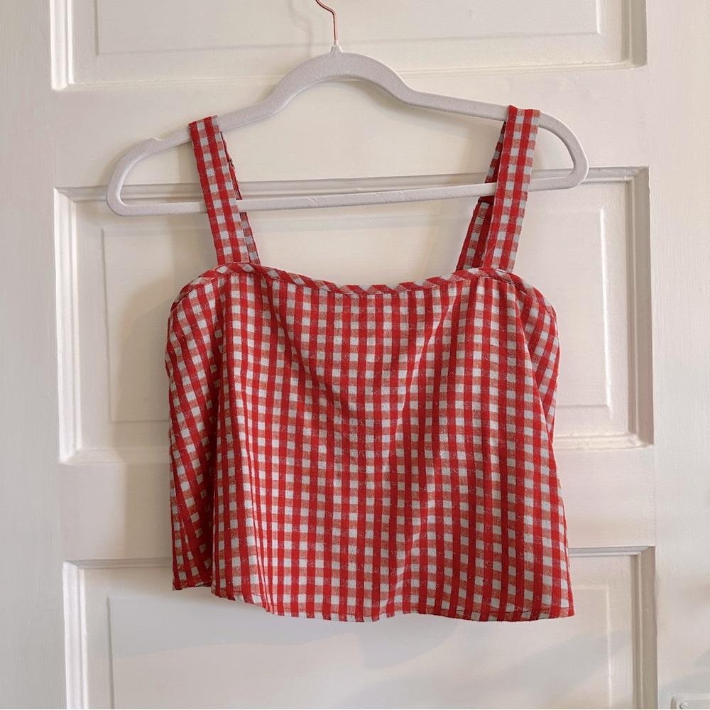 NWT ALI GOLDEN‎ Red Gingham Top, XS